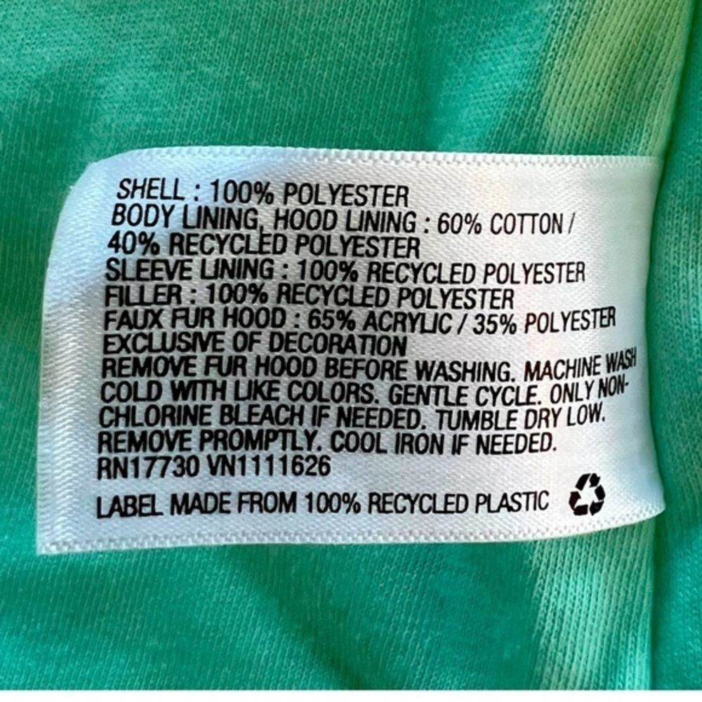 GIRLS' Cat & Jack Faux Fur Lined Hooded Jacket‎ Mint Green S 6/6x - Picture 7 of 9